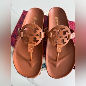 Size 9.5! New Tory Burch Miller Cloud in Aged Camello.